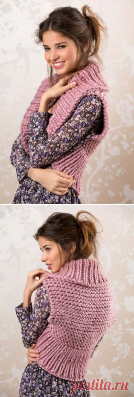 Болеро с воротником из объемной пряжи