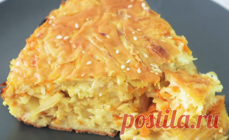 Самый вкусный капустный пирог - минимум теста, максимум начинки. Просто тает во рту)))