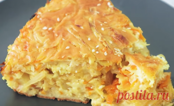 Самый вкусный капустный пирог - минимум теста, максимум начинки. Просто тает во рту)))