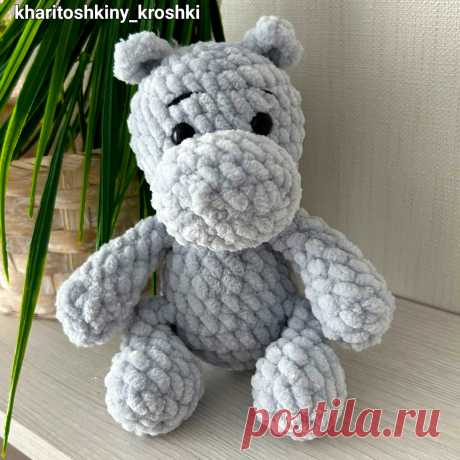 PDF Плюшевый Бегемотик крючком. FREE crochet pattern; Аmigurumi toy patterns. Амигуруми схемы и описания на русском. Вязаные игрушки и поделки своими руками #amimore - бегемот из плюшевой пряжи, плюшевый бегемотик.