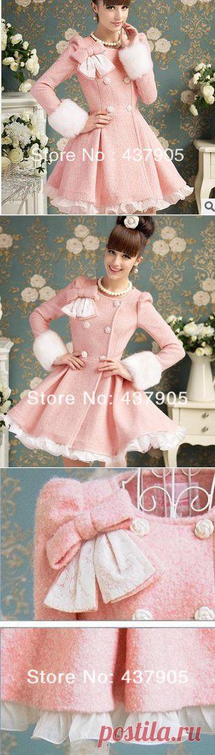 Новый стиль 2014 женского  мода зима платье шерсть Пальто Прекрасный рюшами Украсьте Верхняя одежда S / M / L / XL C24, принадлежащий категории Шерсть и сочетания и относящийся к Одежда и аксессуары на сайте AliExpress.com