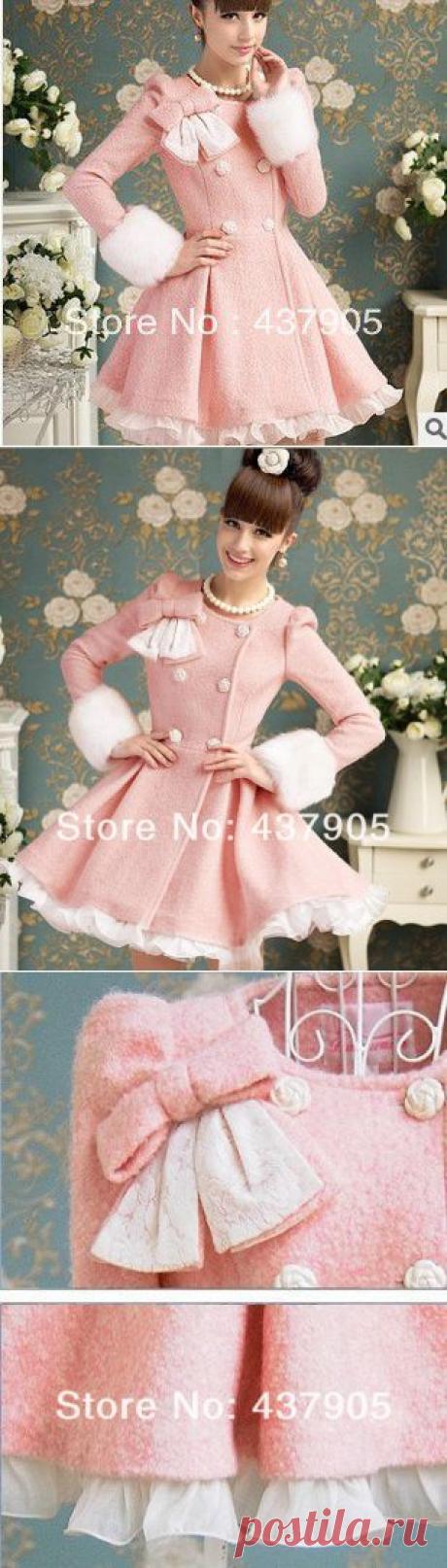 Новый стиль 2014 женского  мода зима платье шерсть Пальто Прекрасный рюшами Украсьте Верхняя одежда S / M / L / XL C24, принадлежащий категории Шерсть и сочетания и относящийся к Одежда и аксессуары на сайте AliExpress.com