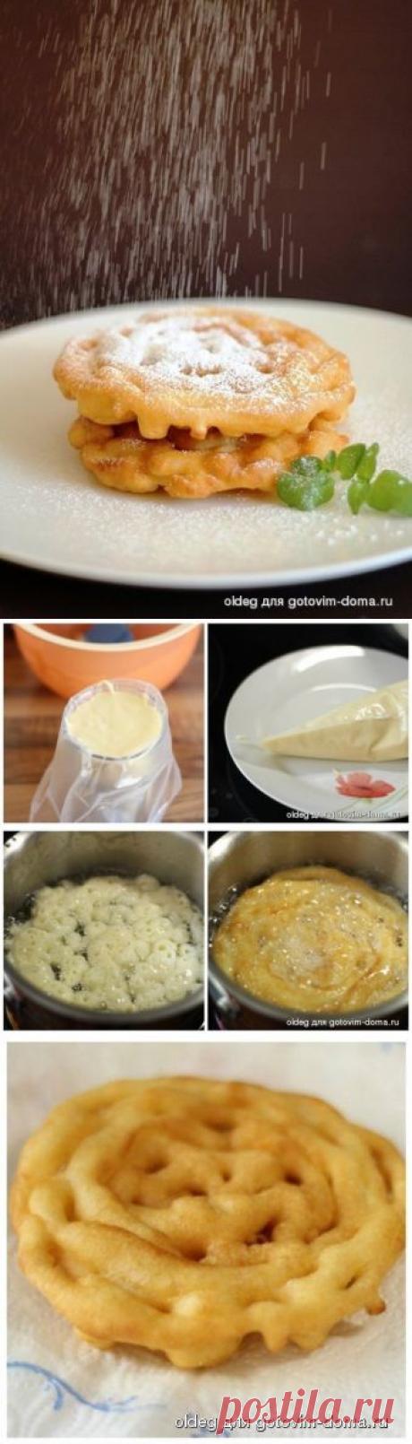 CREPE FRISEE - КРУЖЕВНЫЕ ФРАНЦУЗСКИЕ БЛИНЫ !!!  **Тесто: яйцо, молок 125мл, мука 140г, сахар 30г, соль, разрыхл. 1ч/л. *В пакет вылей тесто -как кондитер/мешок, кончик срежь в 1см. *В смаз/кастрюлю -тесто по спирали или завихрения, обжарь с 2х ст. *Подача: с сахар/пудрой, вареньем, взб/сливками или мороженым.