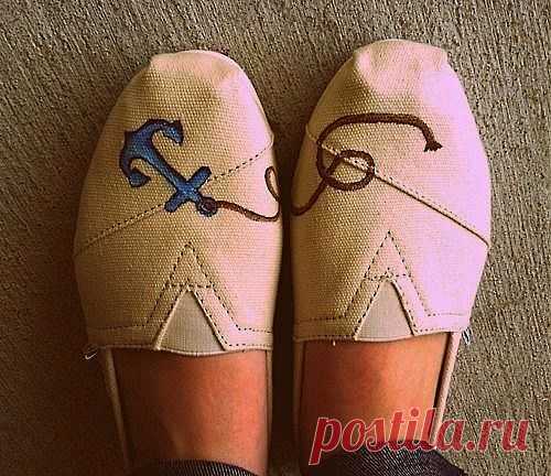 Обувь Сделай сам Тома Дизайн! Симпатичные. # обувь # Томс # Якорь # DIY | elfsacks