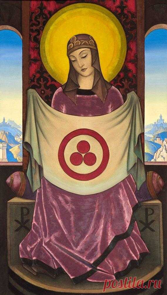 Мадонна Орифламма. Портрет женщины. Николай Рерих. Картина, Индия, восток, Тибет, религия