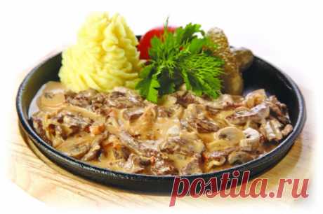 ​Бефстроганов с грибами и сливками — Sloosh – кулинарные рецепты