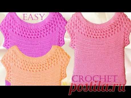 Blusa en punto entrecruzado tejida a Crochet - Learn crochet knitting - YouTube