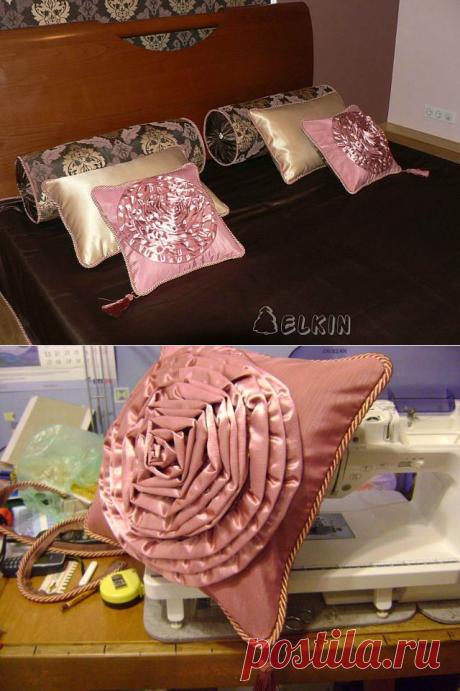 Подушка с розой.Мастер-класс.