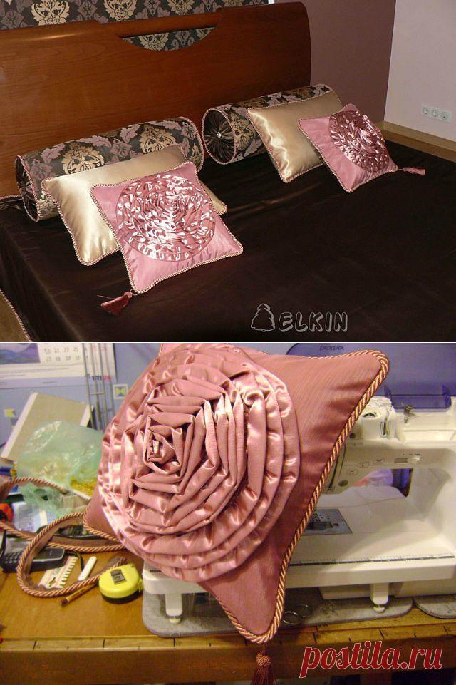Подушка с розой.Мастер-класс.