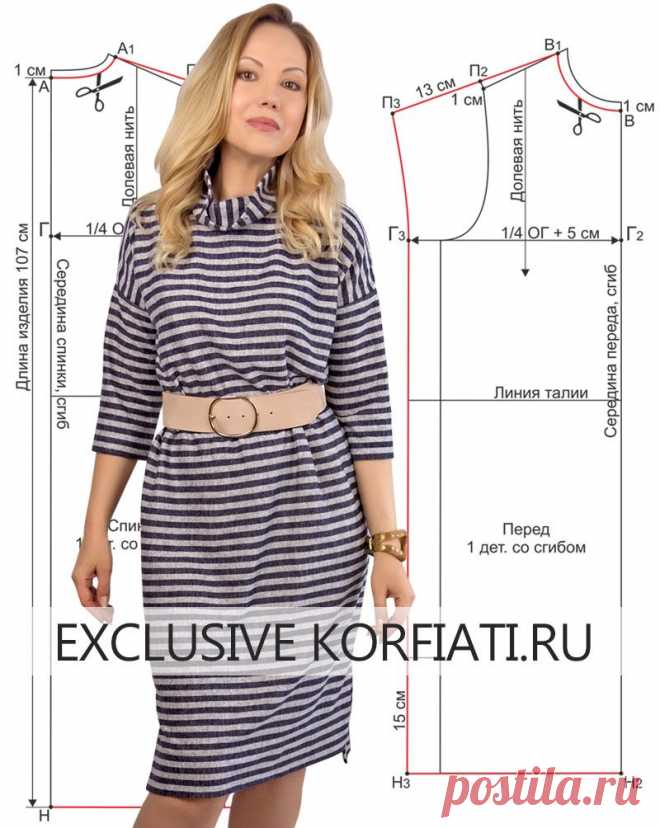 Выкройка прямого трикотажного платья 👗 от Анастасии Корфиати