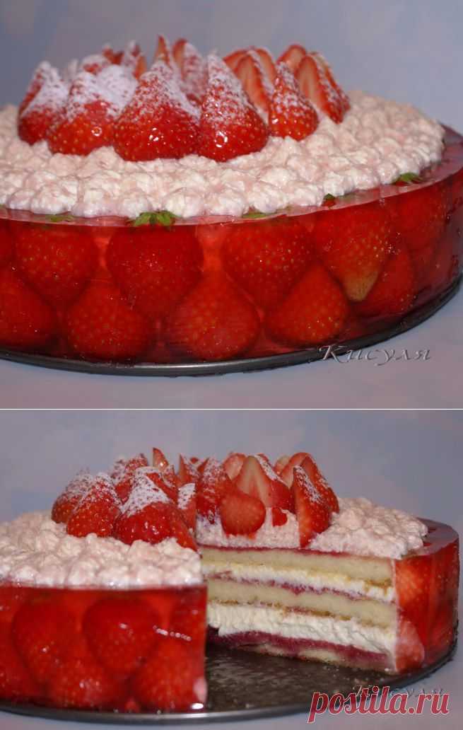 Клубнично-малиновый торт