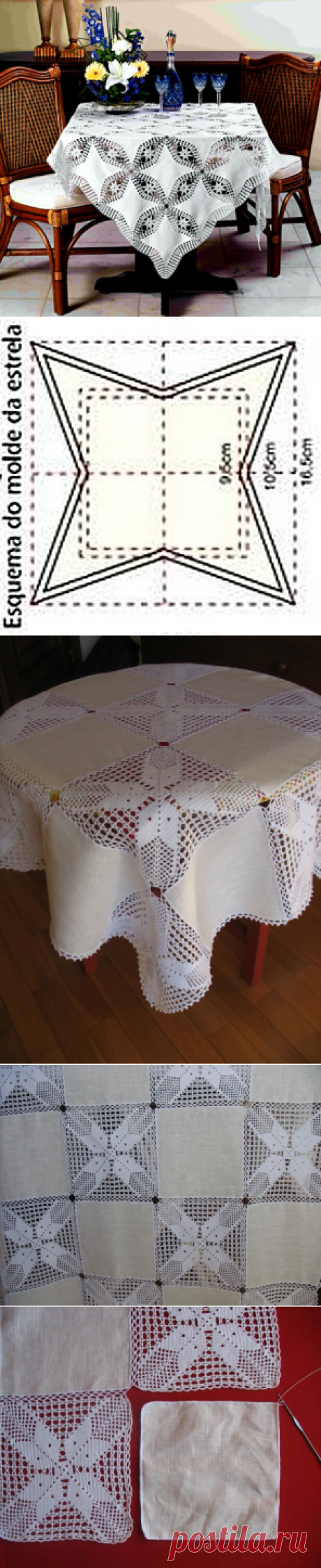 Красивейшие скатерти: ткань и кружево крючком