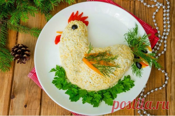 САЛАТ НА ГОД ПЕТУХА!!! Украсьте свой новогодний стол вкусным салатом в форме петушка!
