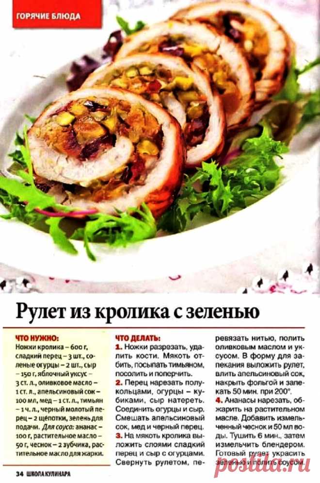 Рулет из кролика с зеленью