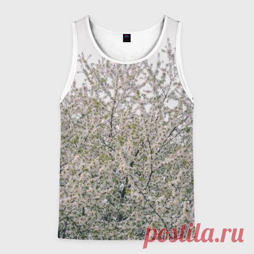 Мужская майка 3D Цветение вишни, фотография Майка 3D изготовлена из гладкой, тактильно приятной синтетической ткани