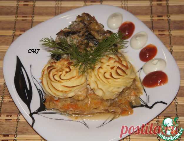 Запеканка с курицей и грибами "Маргаритка" - кулинарный рецепт