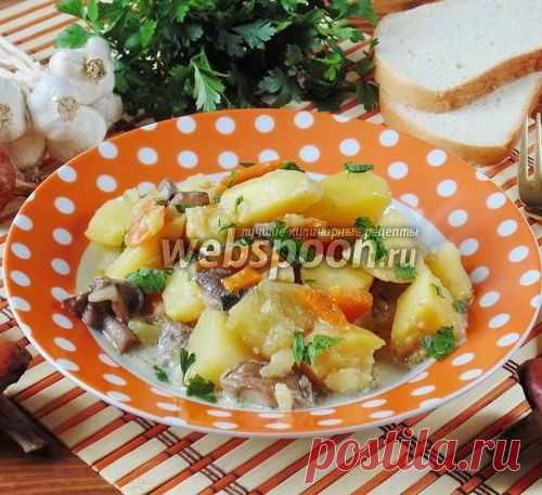 Подосиновики с картофелем и луком-пореем в сметане