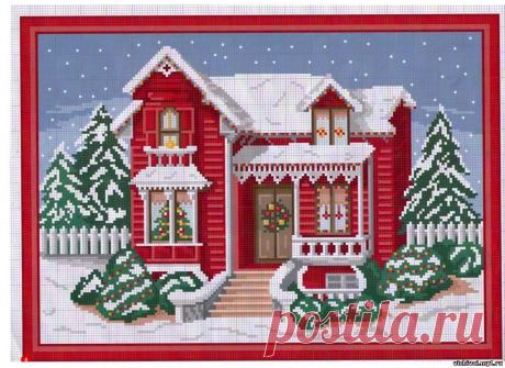 ДОМИК ДЕДА МОРОЗА - ДОМА - ПЕЙЗАЖ - Каталог файлов - ВЫШИВКА КРЕСТОМ