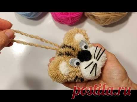 МИЛАШКА ТИГРЁНОК ИЗ ПОМПОНОВ! DIY ЛЕГКО! КРАСИВО! БЫСТРО!поделки рукоделие своими руками ниток пряжи