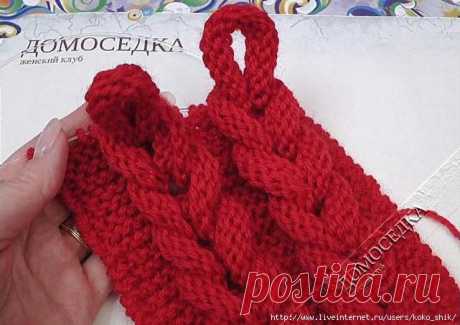 Оригинальная коса спицами