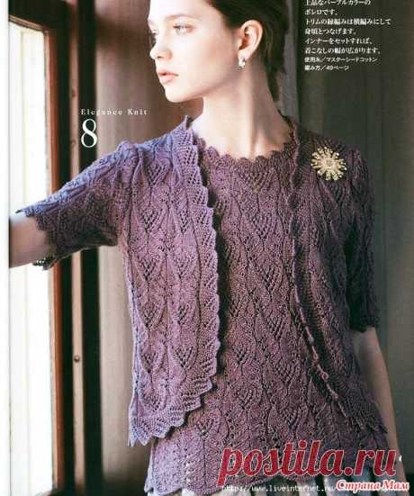 Нарядная двойка. Укороченный жакет и топ спицами. «Japan Shida Elegance Refreshing 2013» (спицы)