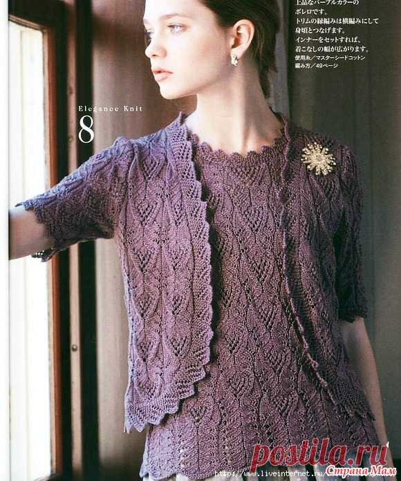 Нарядная двойка. Укороченный жакет и топ спицами. «Japan Shida Elegance Refreshing 2013» (спицы)