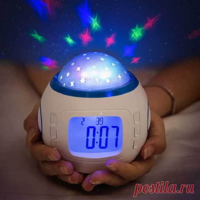 Night Light Projector LED Lamp Bedroom Digital Alarm Clock With Music for Kids - US$10.56