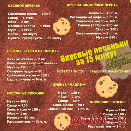 Вкусные печеньки за 15 минут 

Готовятся быстро — съедаются моментально!