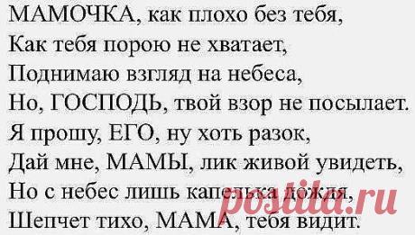 ...... Мы к стыду своему...Только в зрелой поре...Когда души спасаем от хлама...Понимать начинаем - зачем в букваре... ПЕРВЫМ словом написано МАМА...