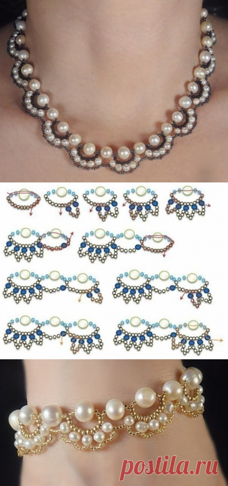 Колье из жемчуга и бисера - Украшения из бисера: схемы, мастер классы