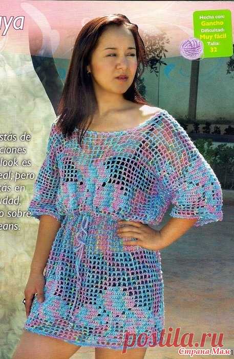 . Пляжная туника из меланжа в технике филе. Скоро лето!Отпуск пляж.Эта туника свободного силуэта прекрасная обновка!Она выполнена из меланжевой пряжи(хлопок 400 гр)в технике филе-розы на сетке https://delicadezasalcrochet.blogspot.com/