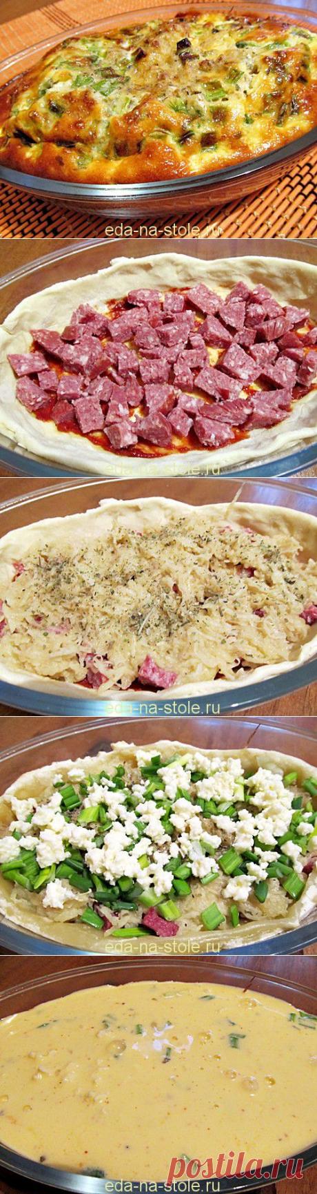 Пирог с колбасой | Еда на столе