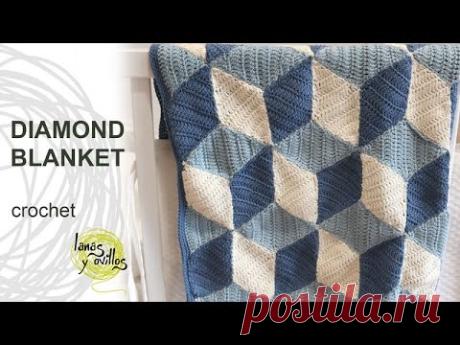 Crochet Diamond Blanket Tutorial in English