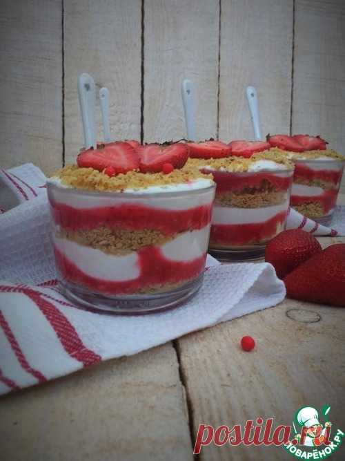 Десерт с печеньем и творожным кремом