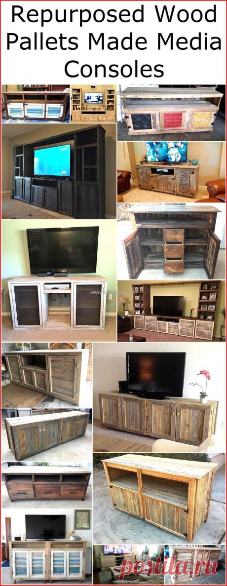 Repurposed Wood Pallets Made Media Consoles | Pallet Ideas
