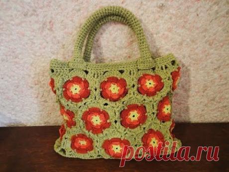 Сумка из цветочных мотивов ч-1 Crochet Bag p-1