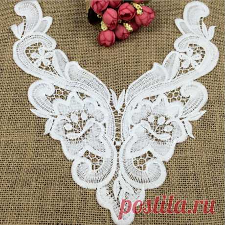кружева покрывало Picture - More Detailed Picture about 1pcs White Embroidered Cotton Lace Neckline Collar Applique Motif Patches Scrapbooking Embossed Sewing Fabric Accessories Picture in Lace from MICHAEL ANDERSON | Aliexpress.com | Alibaba Group