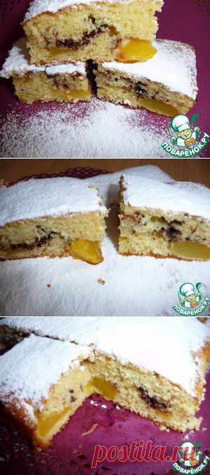 Сладкий пирог с персиками и шоколадом - кулинарный рецепт