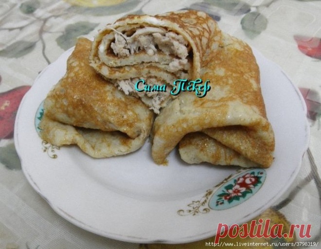 Блинчики с мясом без муки