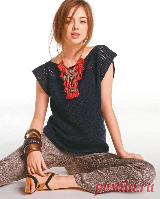 Топ в технике филейного вязания