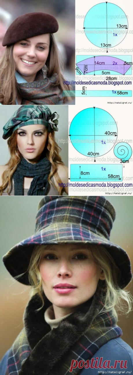 Кепки, шляпки, береты. С выкройками