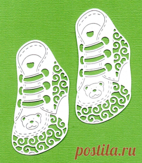 8 Beautiful Tattered Lace Die Cuts - Detailed &amp; Delicate Baby Boy Booties