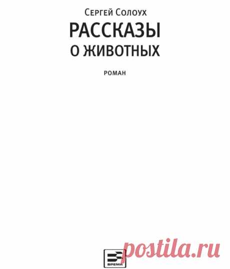 Рассказы о животных, Сергей Солоух, РАССКАЗЫ О ЖИВОТНЫХ. Роман