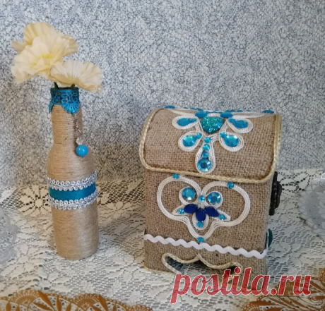 Сундучок из джута и мешковины.
