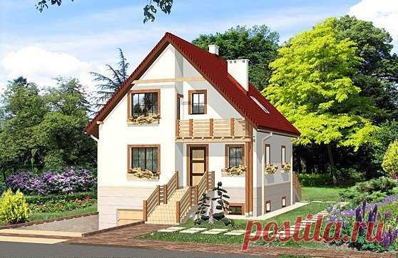 Эскиз проекта дома  Дом имеет в плане форму прямоугольника, накрыт двухскатной крышей