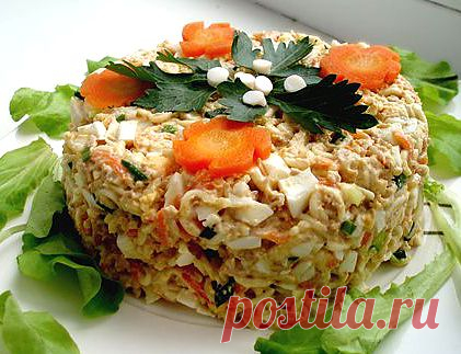 Классический салат из печени трески
