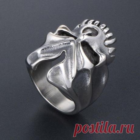 Кольцо. Мужское кольцо. Байкерское кольцо. Мёртвая голова. Чернение.
