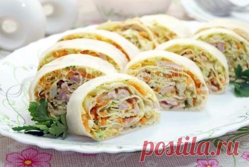 Быстрая закуска из лаваша – пошаговый рецепт с фото