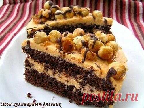 Шоколадный бисквитный торт с карамельным кремом / X-Style