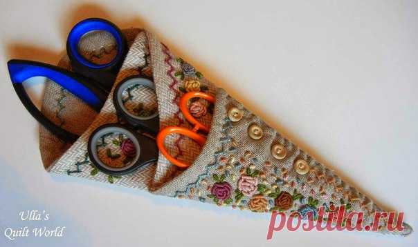 Чехол для ножниц , с вышитыми розами 
#чехол #вышивка #ножницы #для_дома